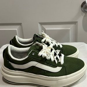 Vans Green and White Platform Sneakers